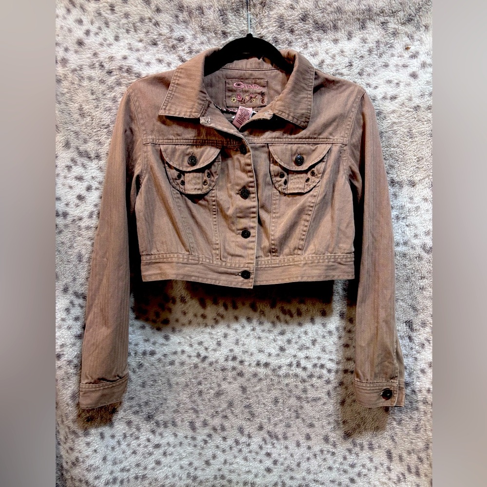 VINTAGE Y2K STAR JEAN DENIM CROPPED JACKET